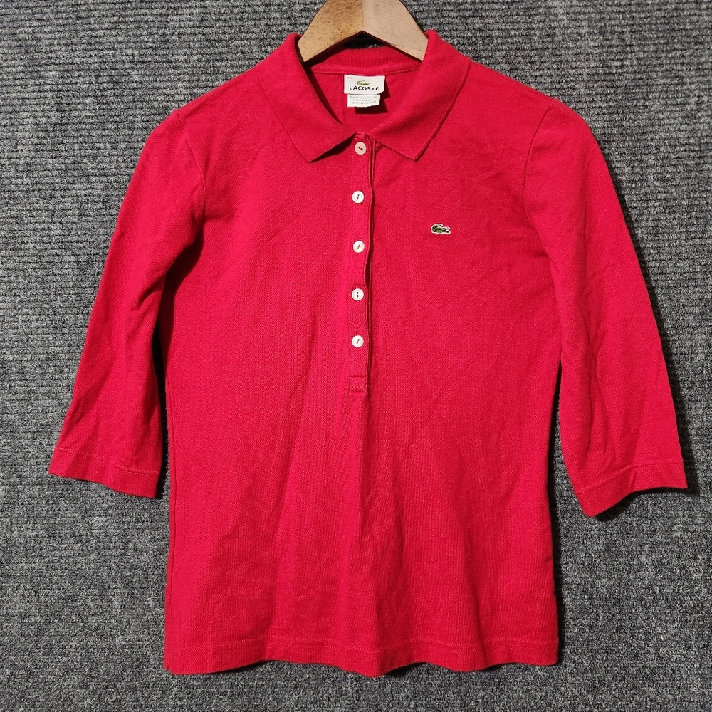Lacoste iconic 3/4 Sleeve Pique Polo Shirt Size 40